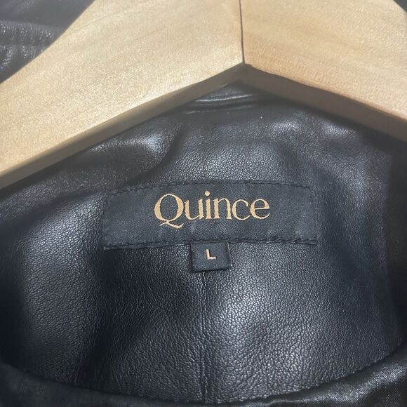 Quince Biker Jacket 100% Sheep Moto Leather Black - Women’s Large - Picture 6 of 15